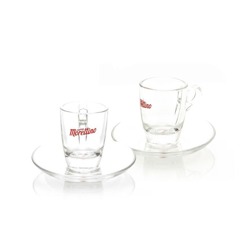2 Morettino Espresso Glass Cups 