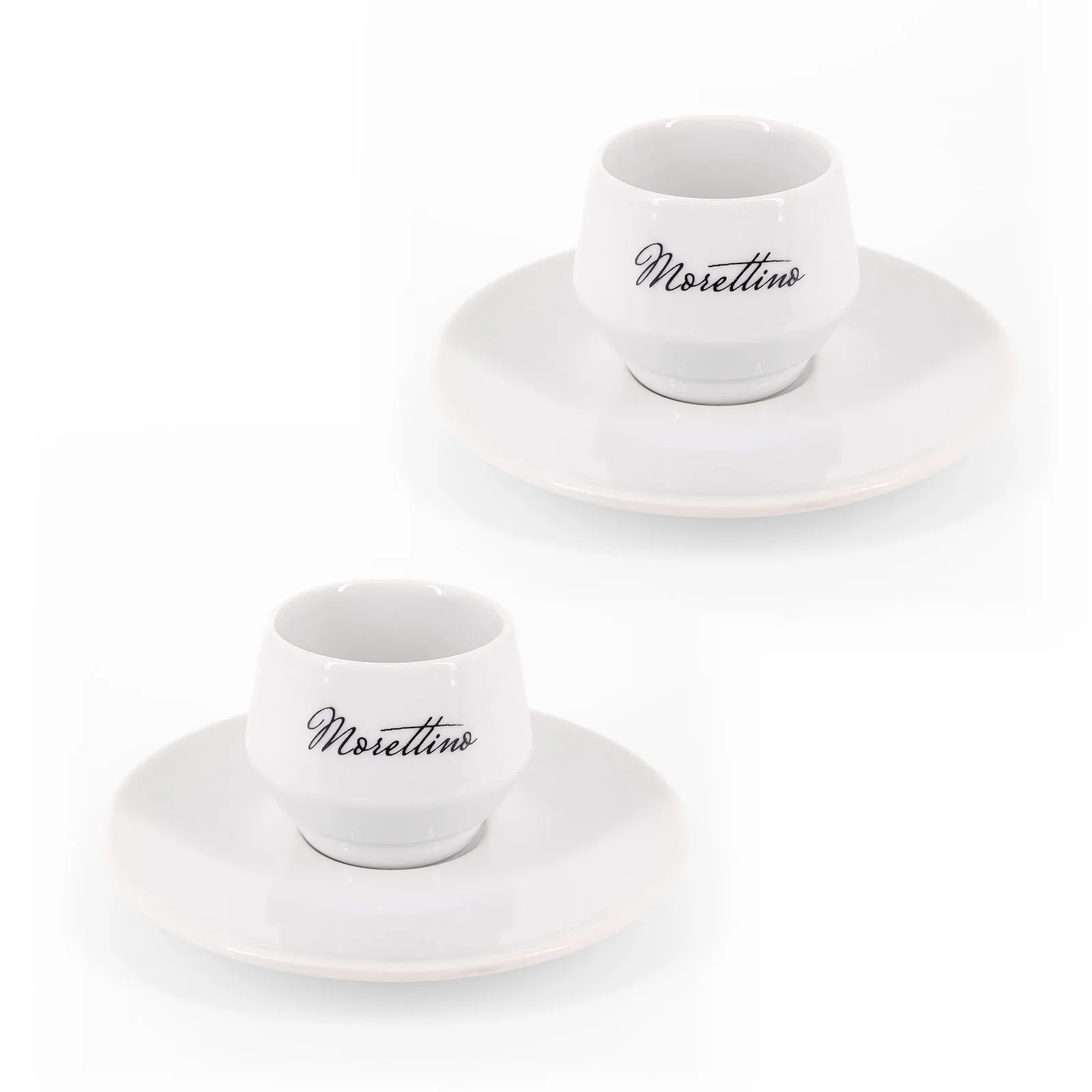 Morettino Coffee Cups with Saucer in Handmade Italian Porcelain - white