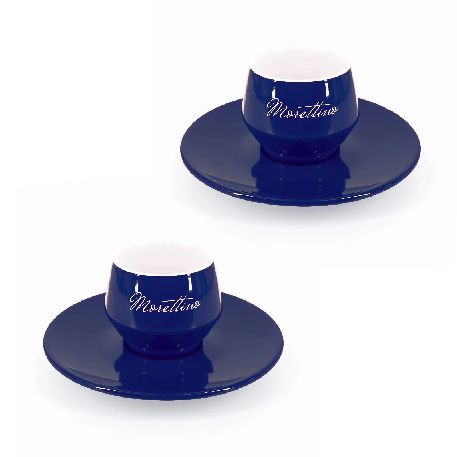 2 Morettino Coffee Cups with Saucer in Handmade Italian Porcelain - blue