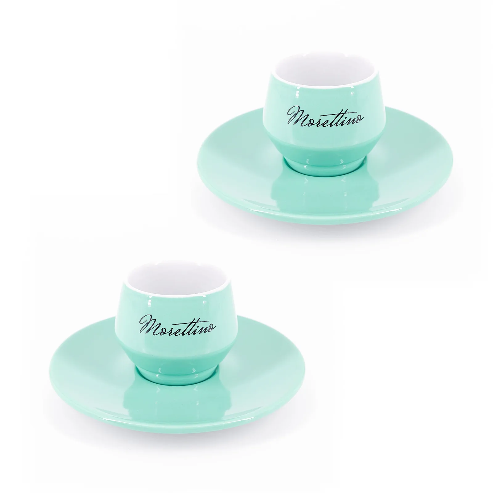 2 Morettino Coffee Cups with Saucer in Handmade Italian Porcelain - marine