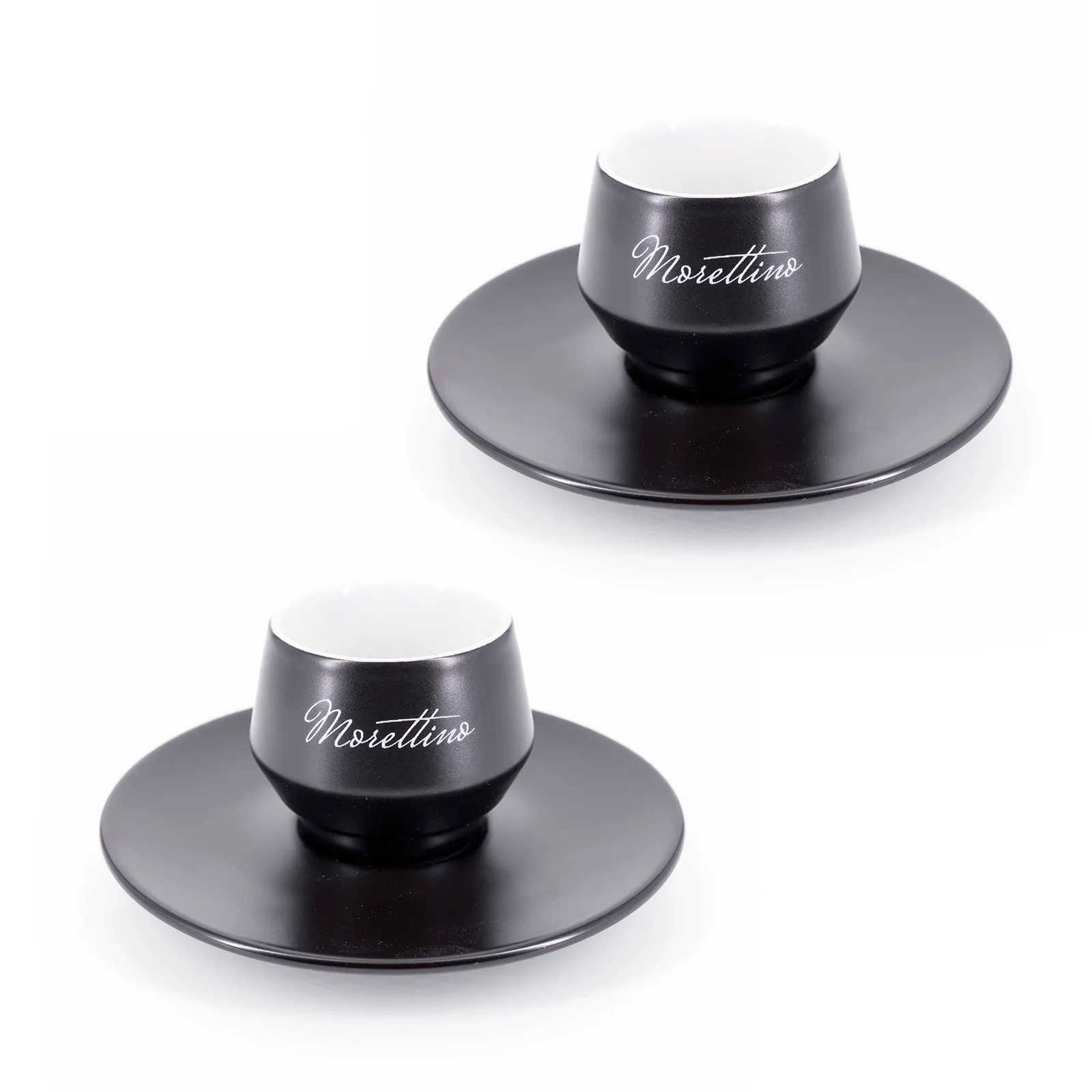 Morettino Coffee Cups with Saucer in Handmade Italian Porcelain - black