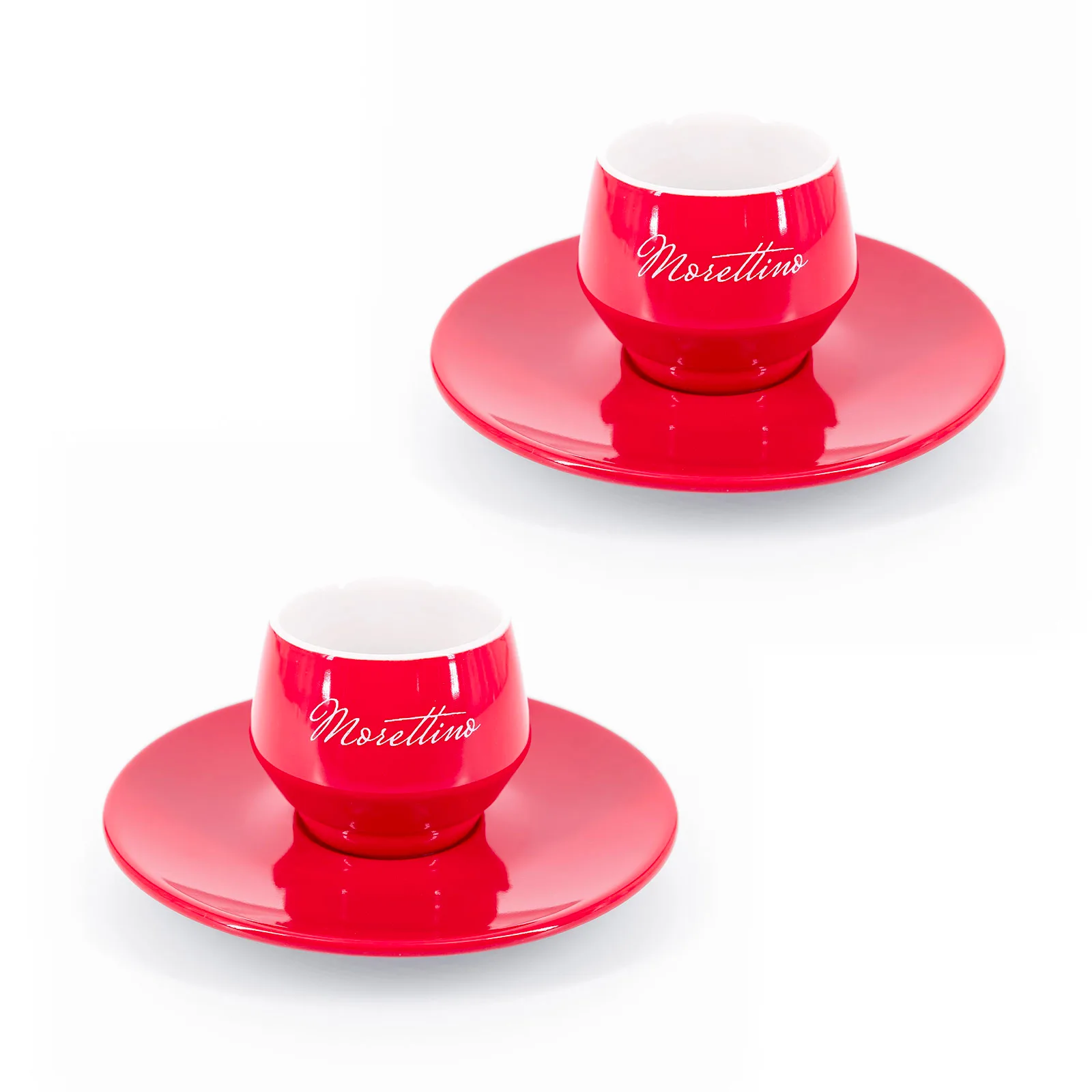 Morettino Coffee Cups with Saucer in Handmade Italian Porcelain - red