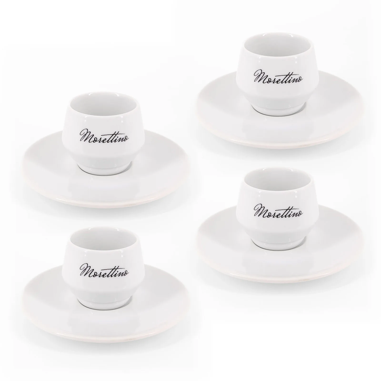 Morettino Coffee Cups with Saucer in Handmade Italian Porcelain - white