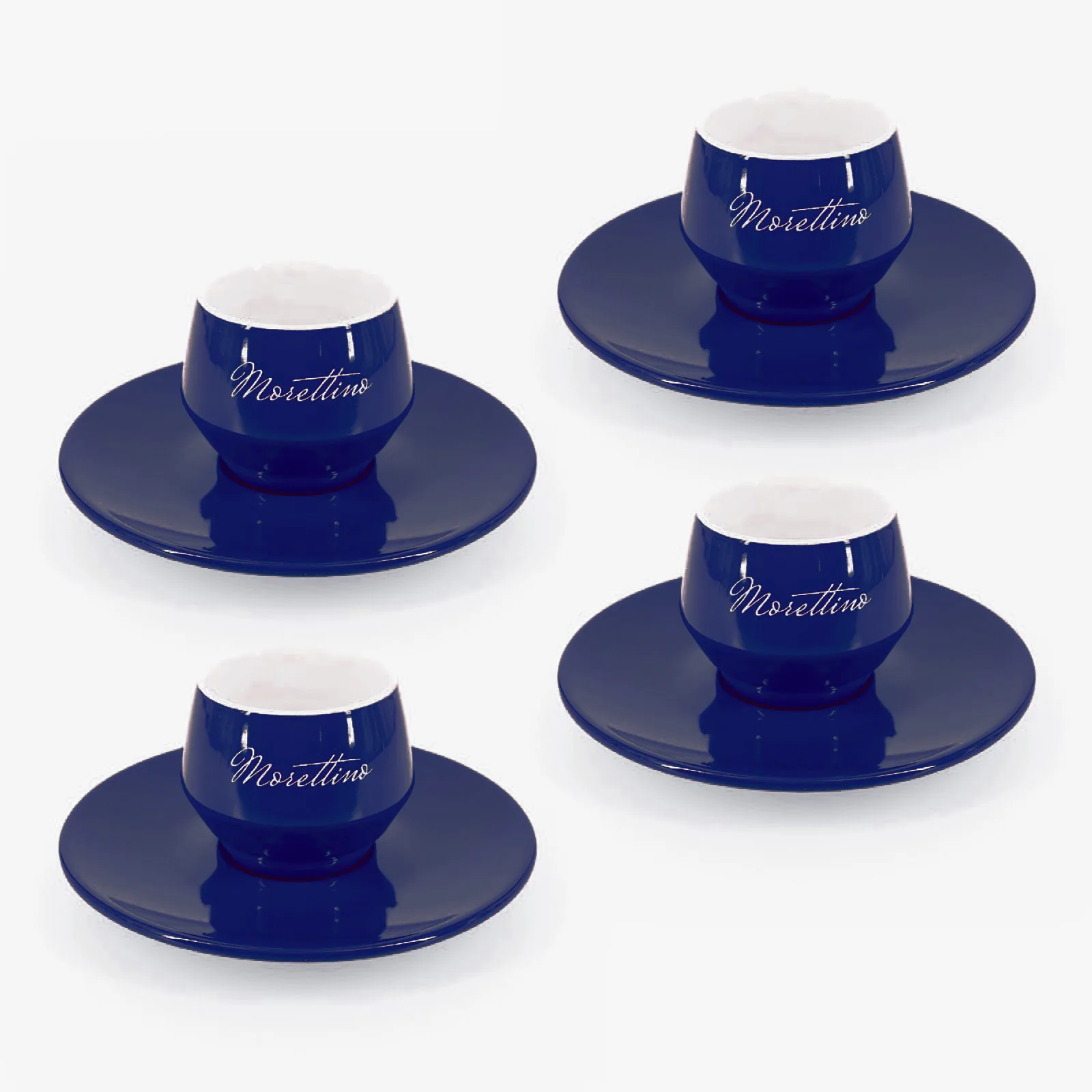 4 Morettino Coffee Cups with Saucer in Handmade Italian Porcelain - blue