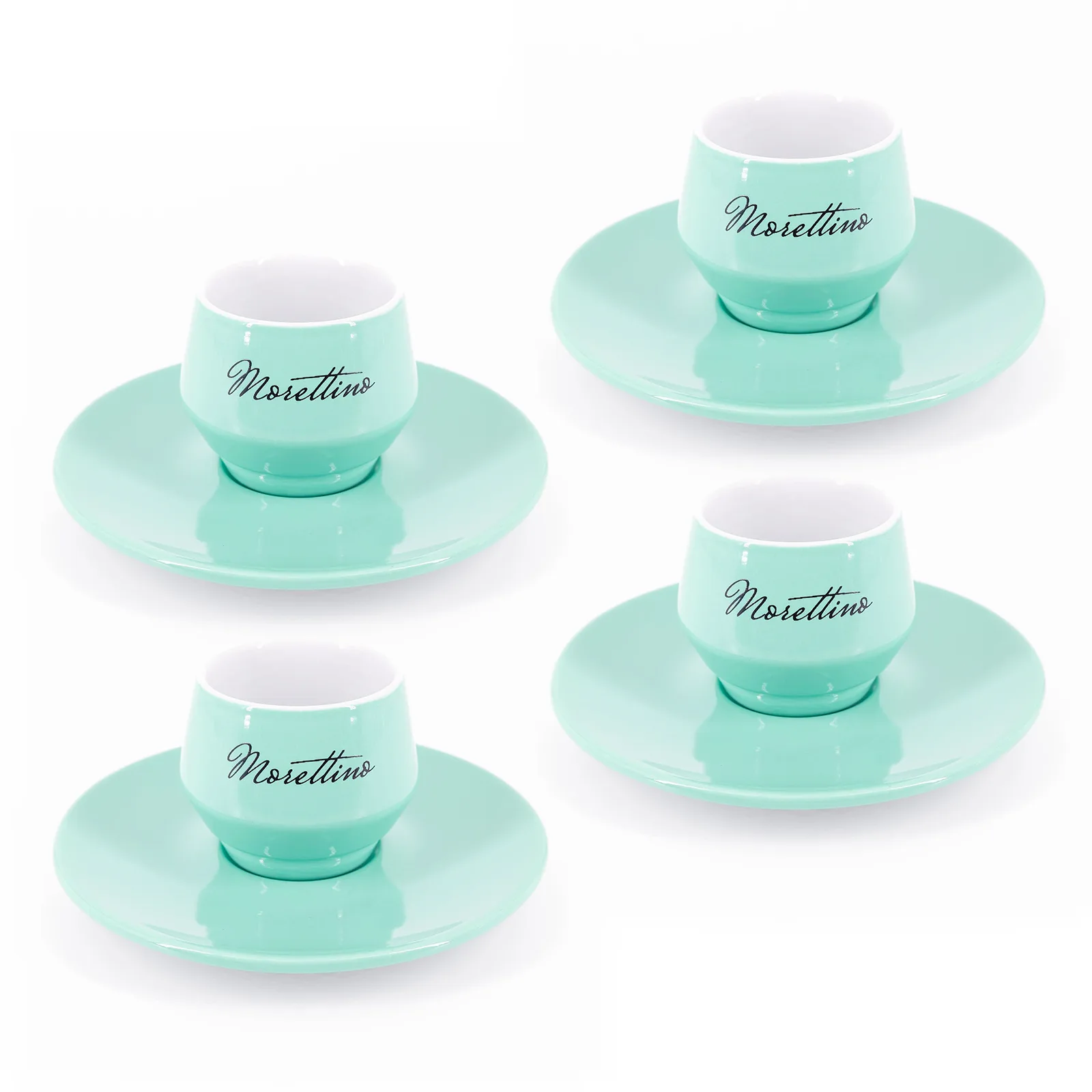 4 Morettino Coffee Cups with Saucer in Handmade Italian Porcelain - marine