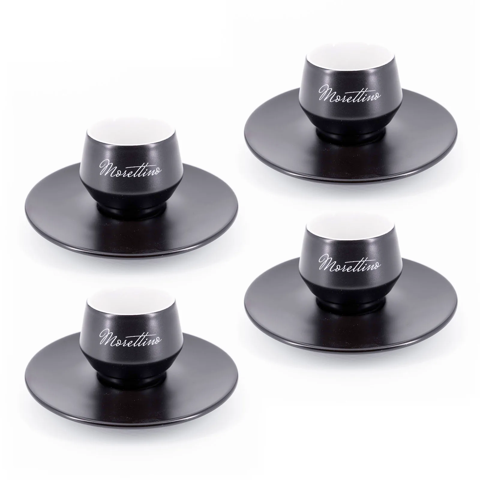 Morettino Coffee Cups with Saucer in Handmade Italian Porcelain - black