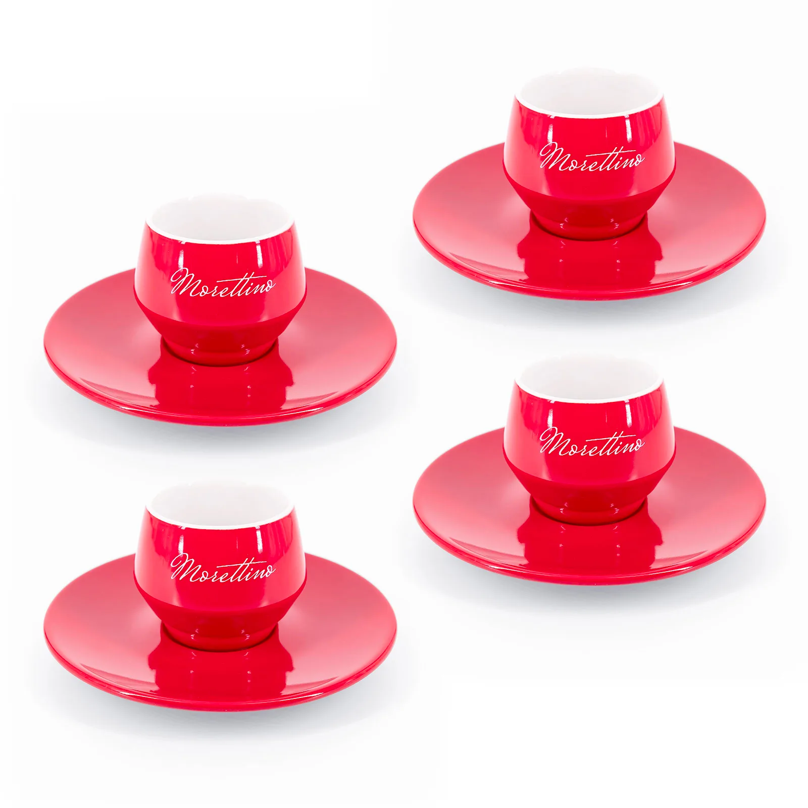 Morettino Coffee Cups with Saucer in Handmade Italian Porcelain - red